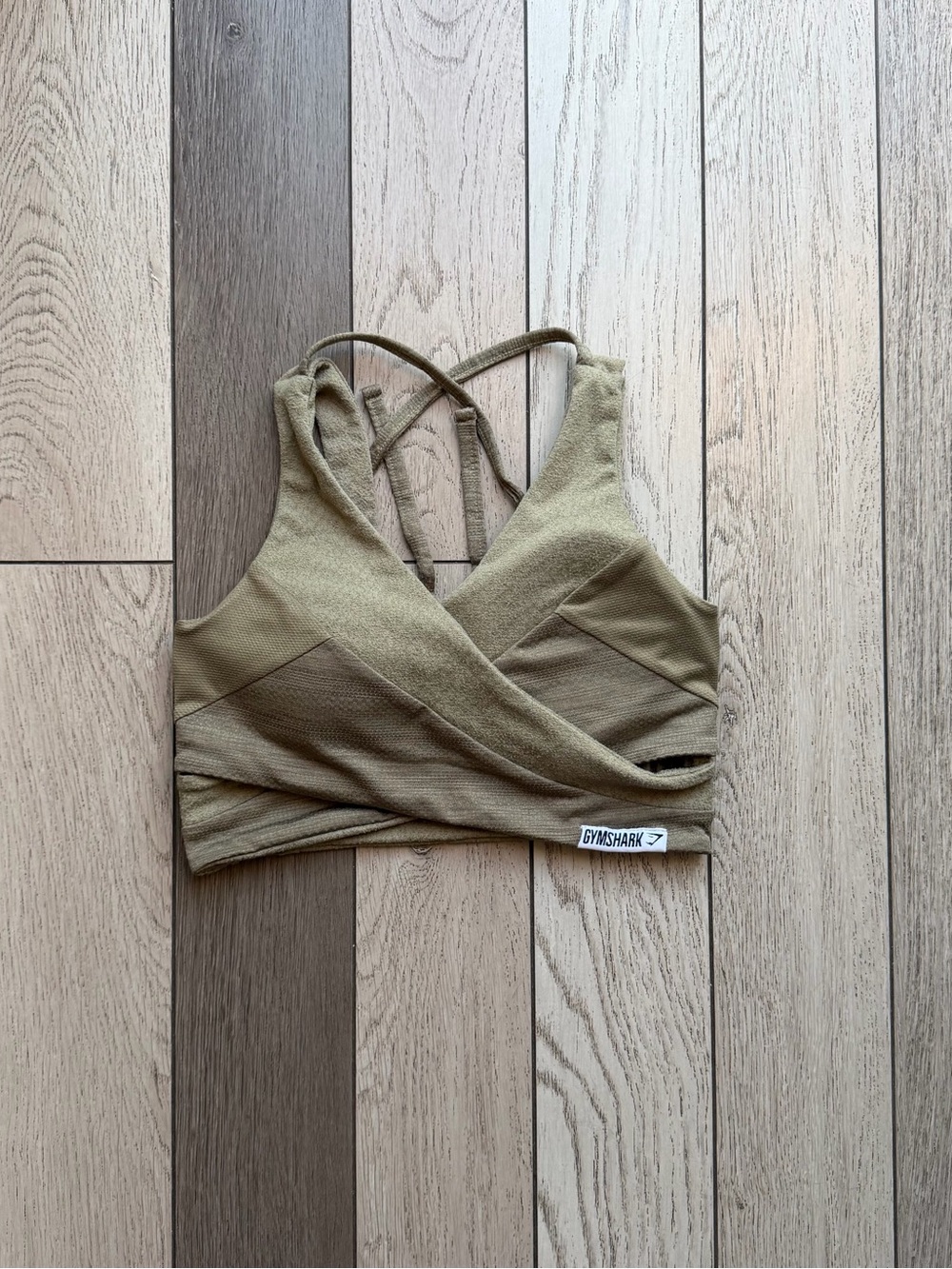 Gymshark Olive Green Textured Activewear Top Size S
